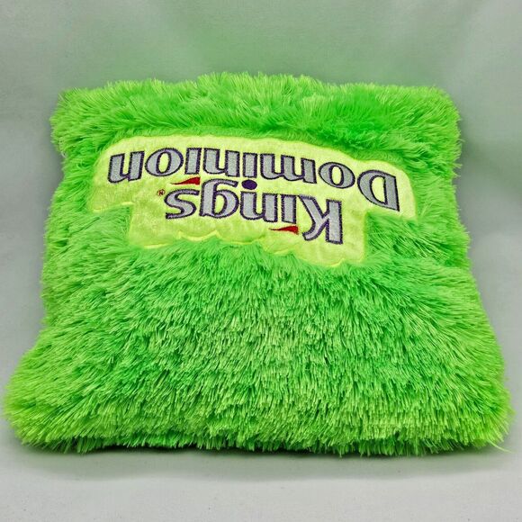 Kings Dominion Plush Pillow Shaggy Fuzzy Bright Green Goffa Int'l Square 14"x14" - Picture 7 of 10